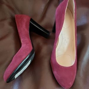 NWT Calvin Klein Maroon Suede Shoes w/ Black Heels